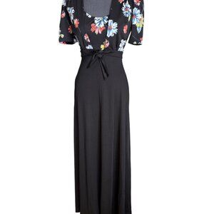 1970s Contempo Floral Print Maxi Dress With Matching Shrug Size S